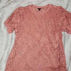 Coral lace shirt
